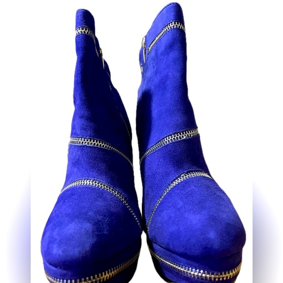 Colin Stuart Size 9B Booties Zipper Violet Blue Platform Stiletto Boots Cocktail - Picture 11 of 14